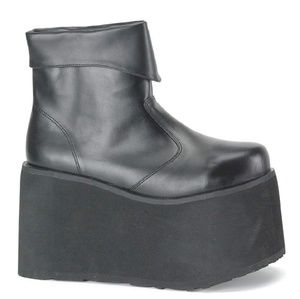 Men's Black Platform PU Goth Boots Size Large